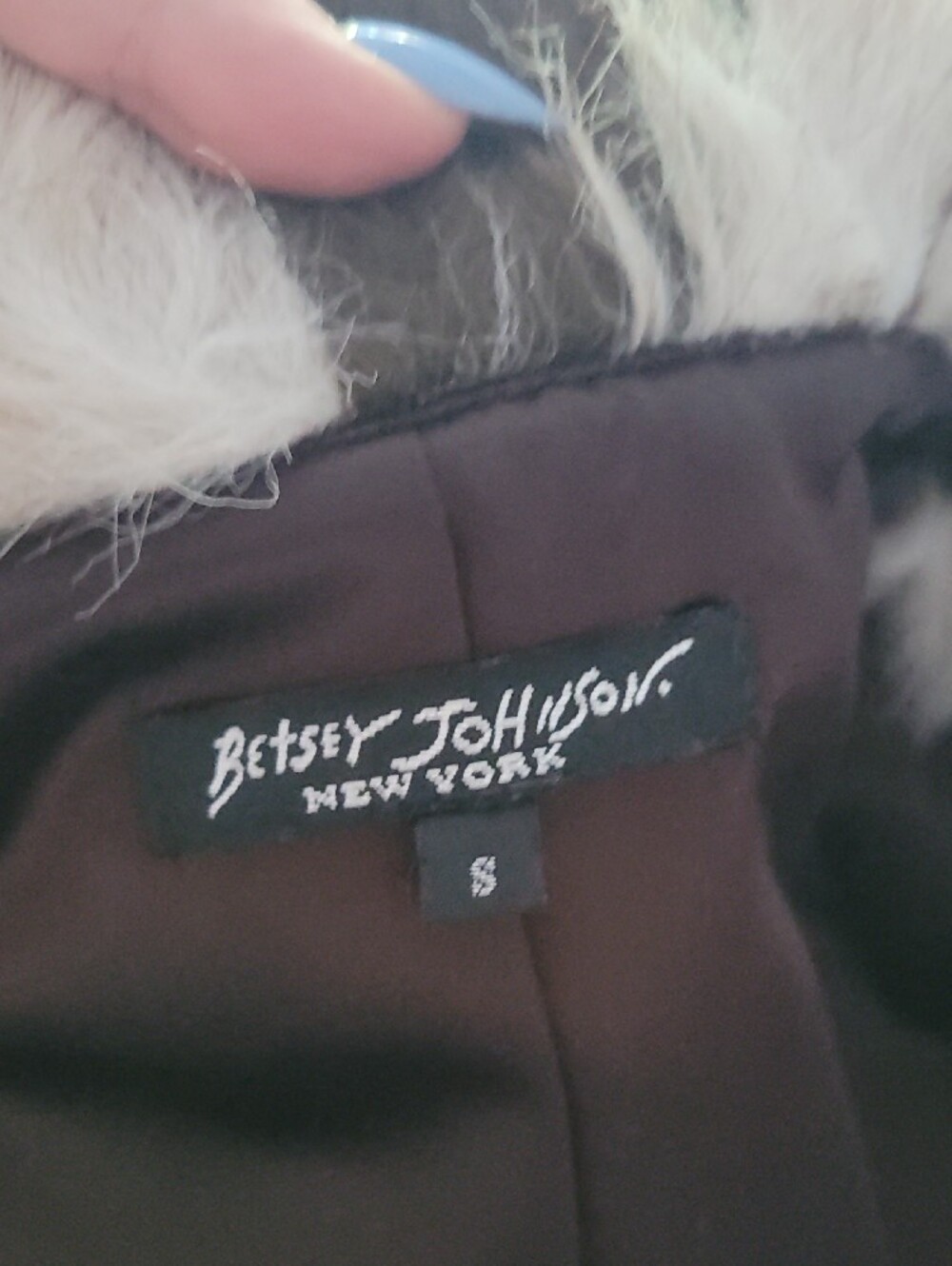 Betsey Johnson Brown and White Faux Fur Long Coat VINTAGE S COLLECTIBLE - Picture 12 of 17